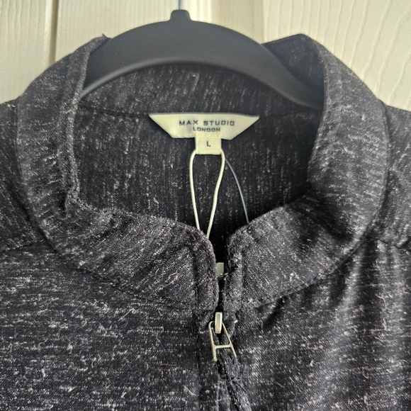 NWT Max Studio Space Dye Light Drawstring Crop Utility Jacket Black Large - Picture 8 of 15